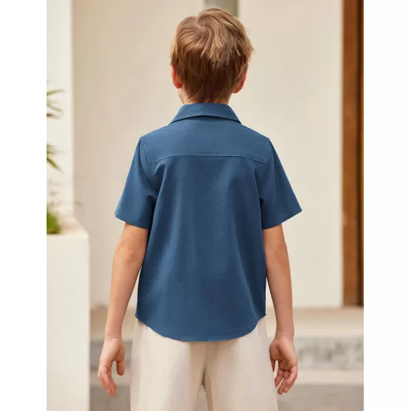 Arshiner Boys Guayabera Shirt Short Sleeve Cotton Linen Button Down Shirt Summer Beach Tops with One Pocket