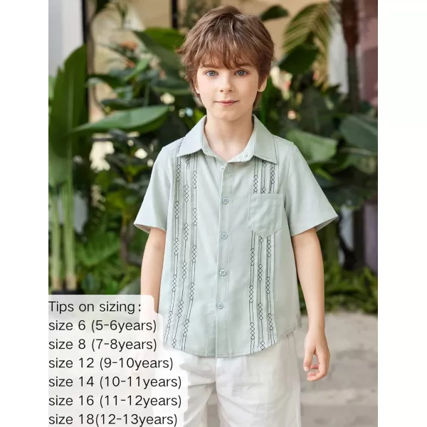 Arshiner Boys Guayabera Shirt Short Sleeve Cotton Linen Button Down Shirt Summer Beach Tops with One Pocket