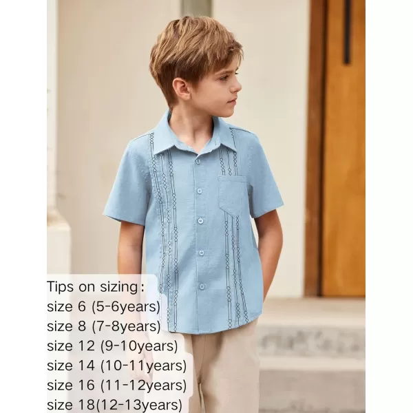 Arshiner Boys Guayabera Shirt Short Sleeve Cotton Linen Button Down Shirt Summer Beach Tops with One Pocket