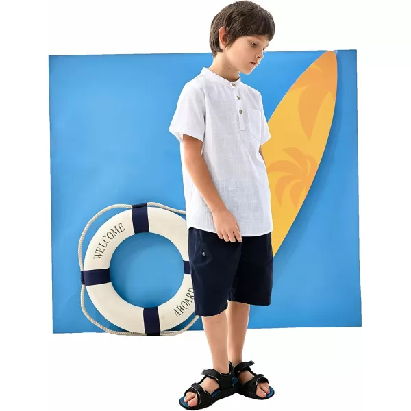 Arshiner Boys Linen Shirt Button Down Henley Short Sleeve Casual Dress Summer Beach T Shirts Top with One Pocket