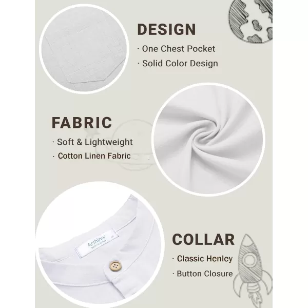 Arshiner Boys Linen Shirt Button Down Henley Short Sleeve Casual Dress Summer Beach T Shirts Top with One Pocket