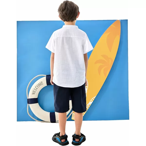 Arshiner Boys Linen Shirt Button Down Henley Short Sleeve Casual Dress Summer Beach T Shirts Top with One Pocket