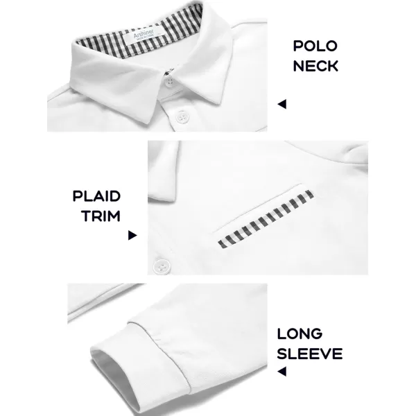 Arshiner Boy's Long Sleeve Plaid Trim Polo Shirt with Pocket for 4-12 Years