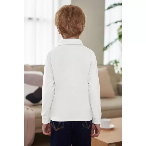 Arshiner Boy's Long Sleeve Plaid Trim Polo Shirt with Pocket for 4-12 Years