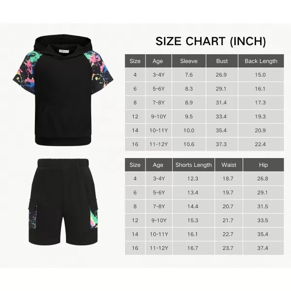 Arshiner Boys Summer Outfits Letter Graphic Short Sleeve Pullover Hooded T-shirt and Shorts Set