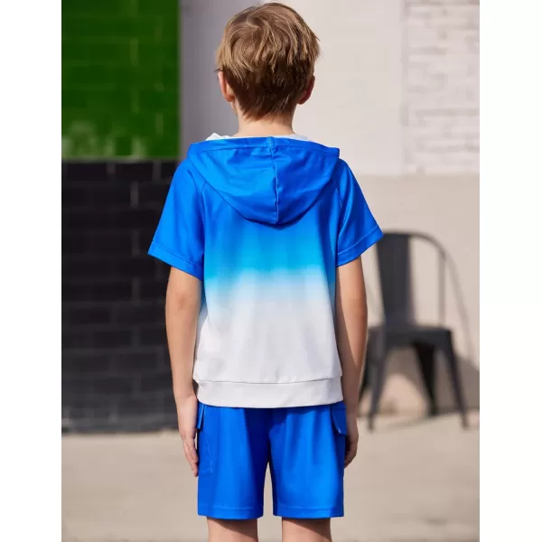 Arshiner Boys Summer Outfits Letter Graphic Short Sleeve Pullover Hooded T-shirt and Shorts Set