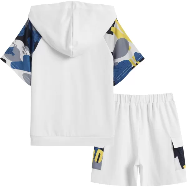 Arshiner Boys Summer Outfits Letter Graphic Short Sleeve Pullover Hooded T-shirt and Shorts Set