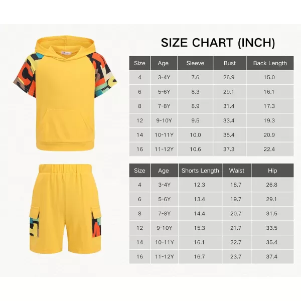 Arshiner Boys Summer Outfits Letter Graphic Short Sleeve Pullover Hooded T-shirt and Shorts Set