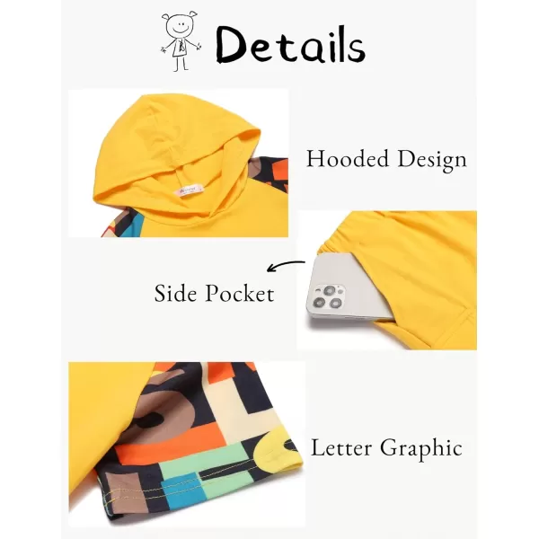 Arshiner Boys Summer Outfits Letter Graphic Short Sleeve Pullover Hooded T-shirt and Shorts Set