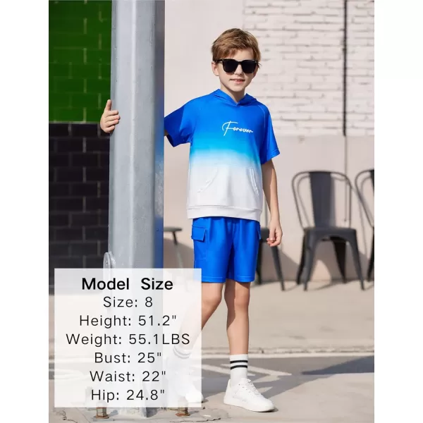 Arshiner Boys Summer Outfits Letter Graphic Short Sleeve Pullover Hooded T-shirt and Shorts Set