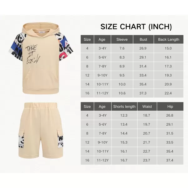 Arshiner Boys Summer Outfits Letter Graphic Short Sleeve Pullover Hooded T-shirt and Shorts Set