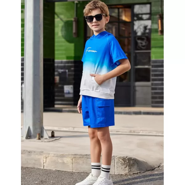 Arshiner Boys Summer Outfits Letter Graphic Short Sleeve Pullover Hooded T-shirt and Shorts Set