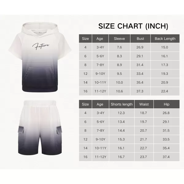 Arshiner Boys Summer Outfits Letter Graphic Short Sleeve Pullover Hooded T-shirt and Shorts Set