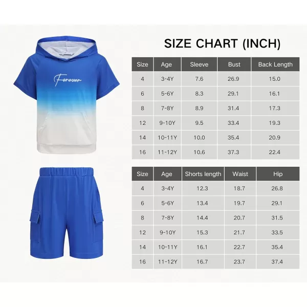 Arshiner Boys Summer Outfits Letter Graphic Short Sleeve Pullover Hooded T-shirt and Shorts Set