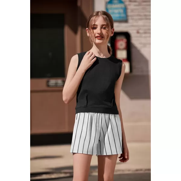 Arshiner Girl's 2 Piece Outfits Sleeveless Round Neck Tank Top and Shorts with Pockets Casual Summer Shorts Sets