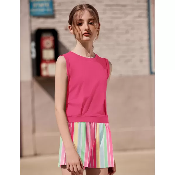 Arshiner Girl's 2 Piece Outfits Sleeveless Round Neck Tank Top and Shorts with Pockets Casual Summer Shorts Sets