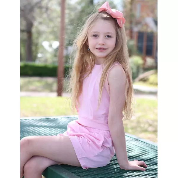 Arshiner Girl's 2 Piece Outfits Sleeveless Round Neck Tank Top and Shorts with Pockets Casual Summer Shorts Sets