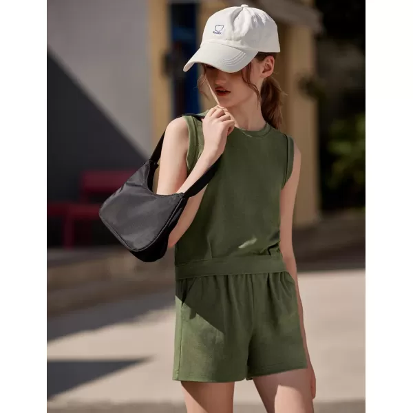 Arshiner Girl's 2 Piece Outfits Sleeveless Round Neck Tank Top and Shorts with Pockets Casual Summer Shorts Sets
