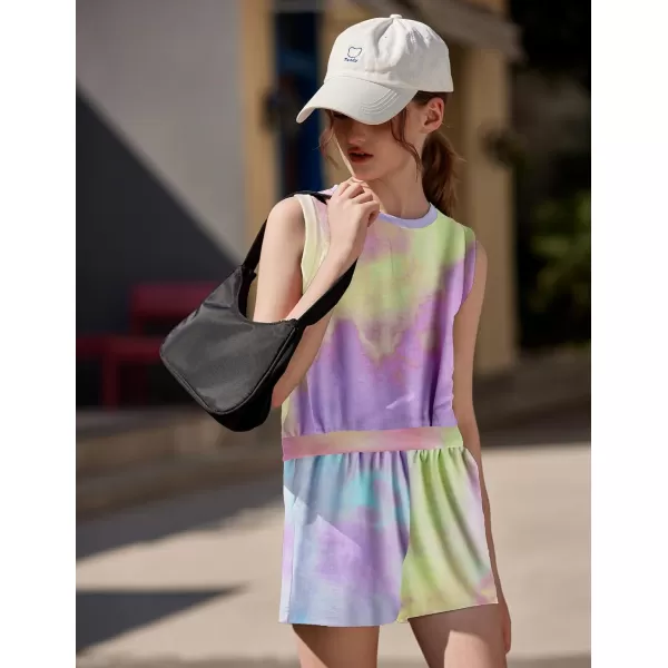 Arshiner Girl's 2 Piece Outfits Sleeveless Round Neck Tank Top and Shorts with Pockets Casual Summer Shorts Sets