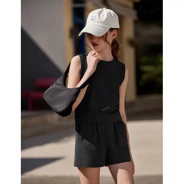 Arshiner Girl's 2 Piece Outfits Sleeveless Round Neck Tank Top and Shorts with Pockets Casual Summer Shorts Sets