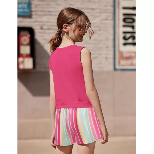 Arshiner Girl's 2 Piece Outfits Sleeveless Round Neck Tank Top and Shorts with Pockets Casual Summer Shorts Sets