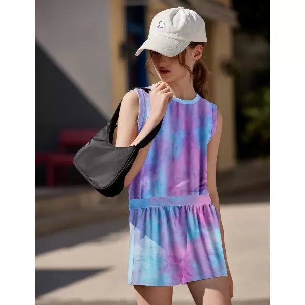 Arshiner Girl's 2 Piece Outfits Sleeveless Round Neck Tank Top and Shorts with Pockets Casual Summer Shorts Sets