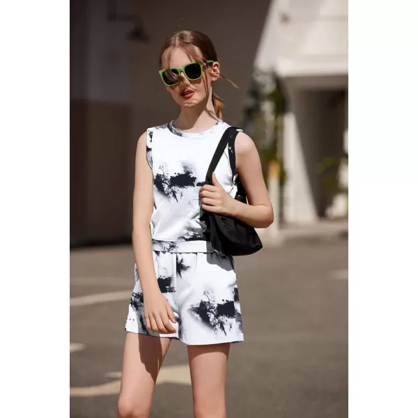 Arshiner Girl's 2 Piece Outfits Sleeveless Round Neck Tank Top and Shorts with Pockets Casual Summer Shorts Sets