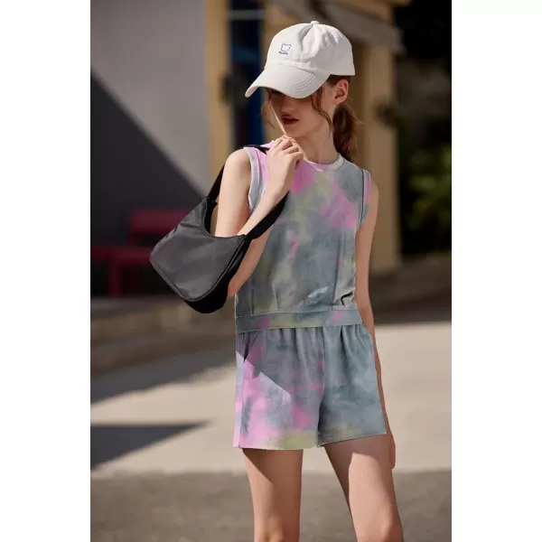 Arshiner Girl's 2 Piece Outfits Sleeveless Round Neck Tank Top and Shorts with Pockets Casual Summer Shorts Sets