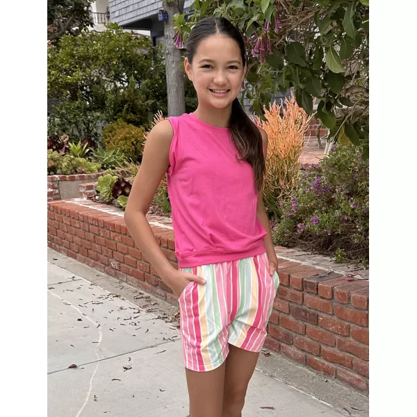 Arshiner Girl's 2 Piece Outfits Sleeveless Round Neck Tank Top and Shorts with Pockets Casual Summer Shorts Sets