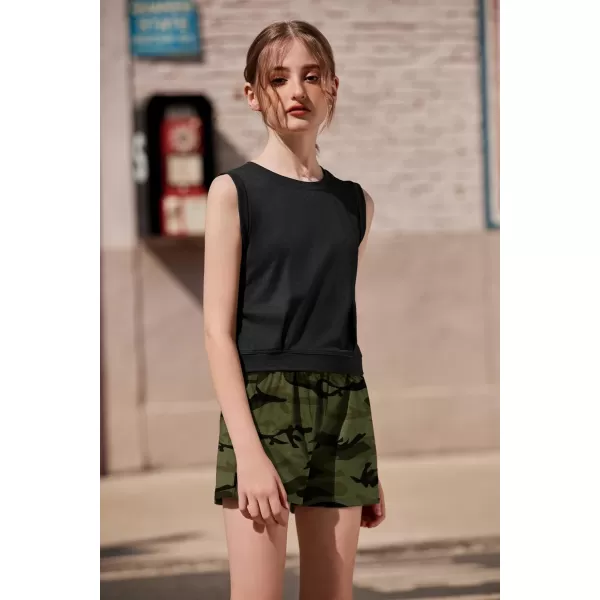 Arshiner Girl's 2 Piece Outfits Sleeveless Round Neck Tank Top and Shorts with Pockets Casual Summer Shorts Sets