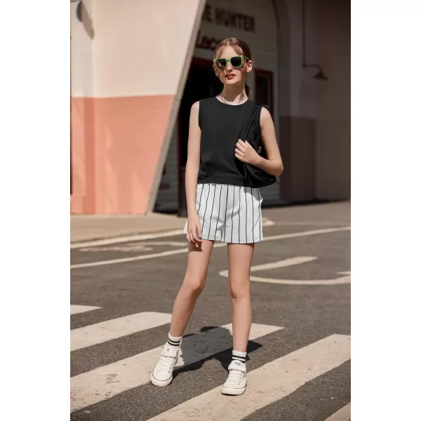 Arshiner Girl's 2 Piece Outfits Sleeveless Round Neck Tank Top and Shorts with Pockets Casual Summer Shorts Sets