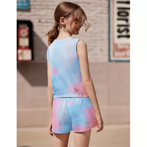 Arshiner Girl's 2 Piece Outfits Sleeveless Round Neck Tank Top and Shorts with Pockets Casual Summer Shorts Sets