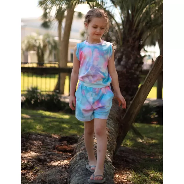 Arshiner Girl's 2 Piece Outfits Sleeveless Round Neck Tank Top and Shorts with Pockets Casual Summer Shorts Sets