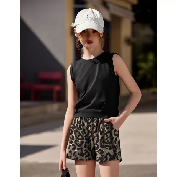 Arshiner Girl's 2 Piece Outfits Sleeveless Round Neck Tank Top and Shorts with Pockets Casual Summer Shorts Sets