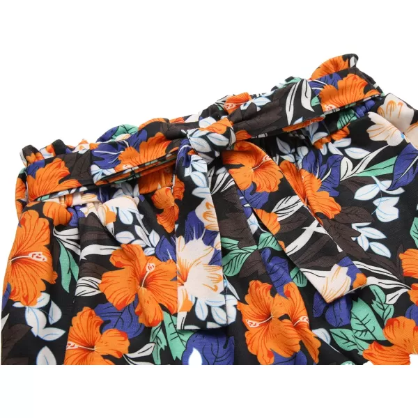 Arshiner Girls 2 Piece Summer Outfits Knit Twist Puff Sleeve Top and High Waist Paper Bag Shorts Set with Pockets