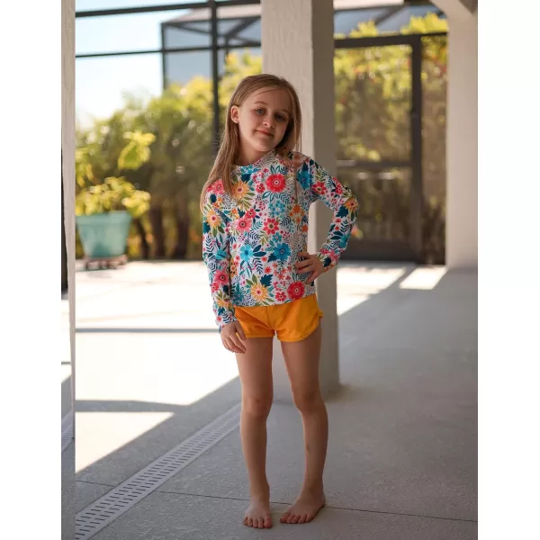 Arshiner Girls 2 Pieces Rash Guard Swimsuit Long Sleeve Summer Bathing Suit Beach Surf Tankini Swimwear for 6-14Y