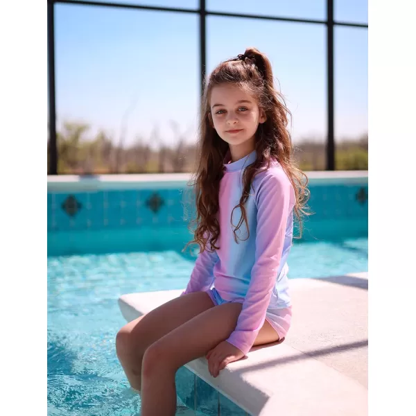 Arshiner Girls 2 Pieces Rash Guard Swimsuit Long Sleeve Summer Bathing Suit Beach Surf Tankini Swimwear for 6-14Y
