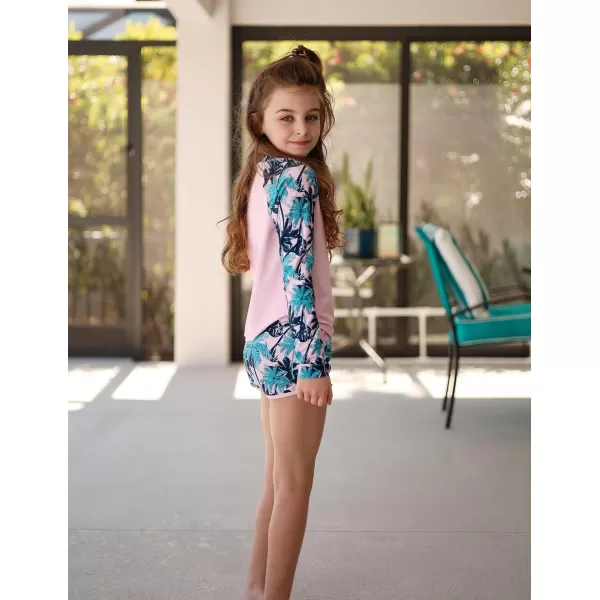 Arshiner Girls 2 Pieces Rash Guard Swimsuit Long Sleeve Summer Bathing Suit Beach Surf Tankini Swimwear for 6-14Y