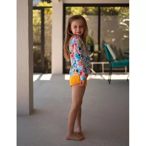 Arshiner Girls 2 Pieces Rash Guard Swimsuit Long Sleeve Summer Bathing Suit Beach Surf Tankini Swimwear for 6-14Y