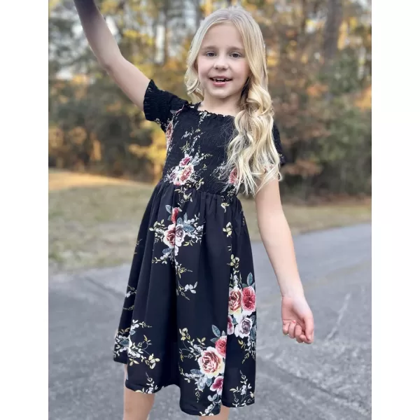 Arshiner Girls Casual Summer Floral Sleeveless Sundress Holiday Cami Dress