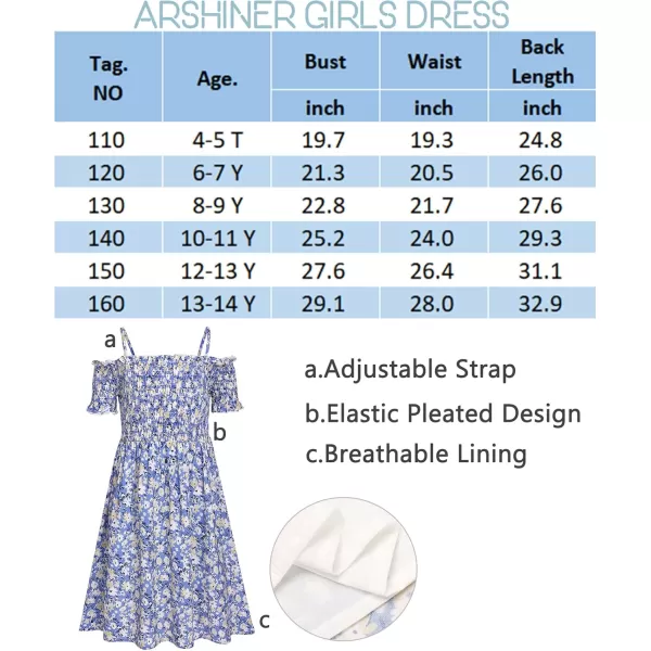 Arshiner Girls Casual Summer Floral Sleeveless Sundress Holiday Cami Dress