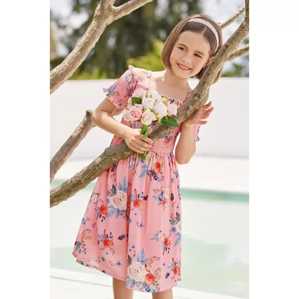 Arshiner Girls Casual Summer Floral Sleeveless Sundress Holiday Cami Dress