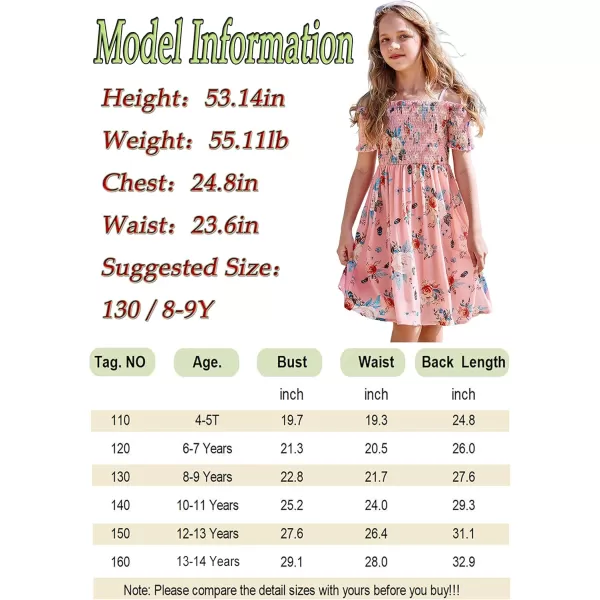 Arshiner Girls Casual Summer Floral Sleeveless Sundress Holiday Cami Dress