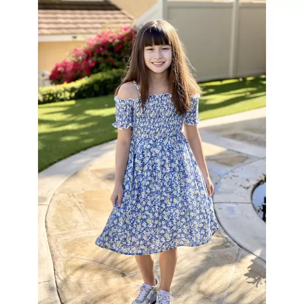 Arshiner Girls Casual Summer Floral Sleeveless Sundress Holiday Cami Dress