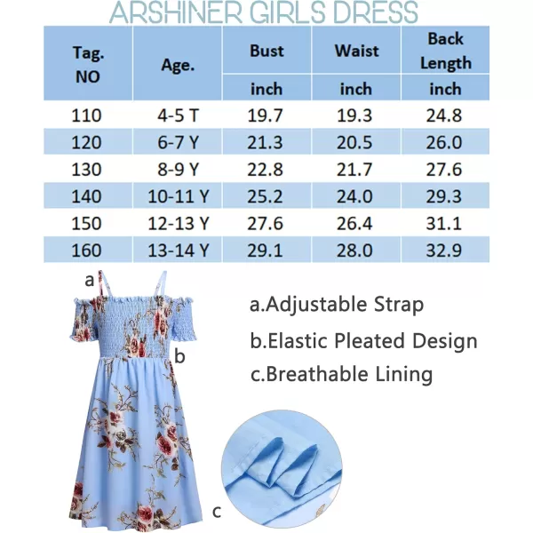 Arshiner Girls Casual Summer Floral Sleeveless Sundress Holiday Cami Dress
