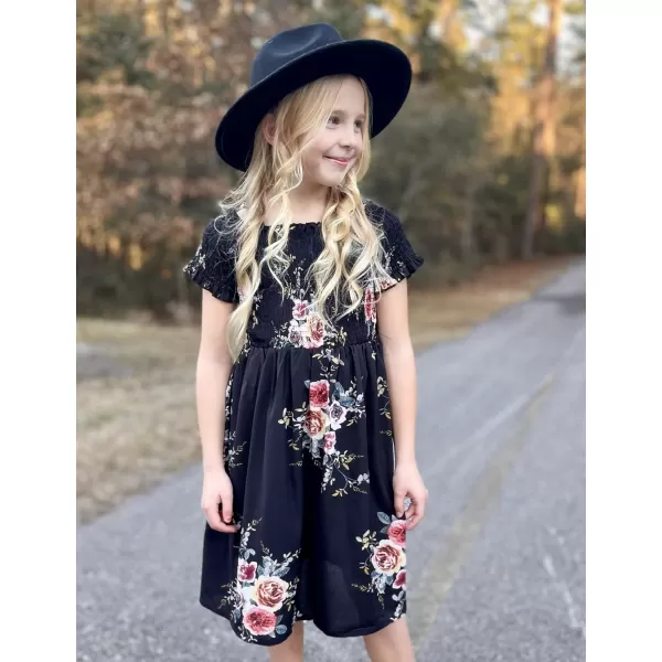 Arshiner Girls Casual Summer Floral Sleeveless Sundress Holiday Cami Dress