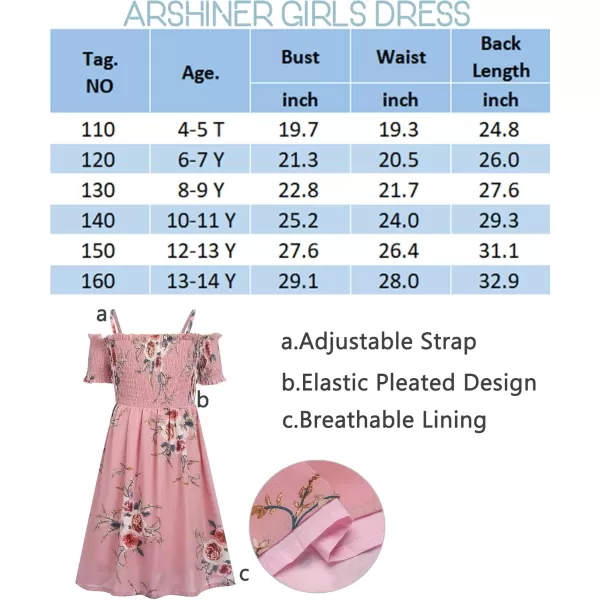 Arshiner Girls Casual Summer Floral Sleeveless Sundress Holiday Cami Dress