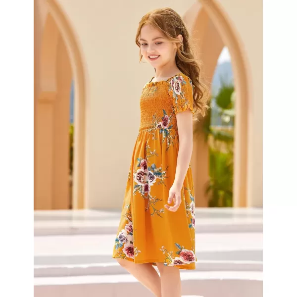Arshiner Girls Casual Summer Floral Sleeveless Sundress Holiday Cami Dress