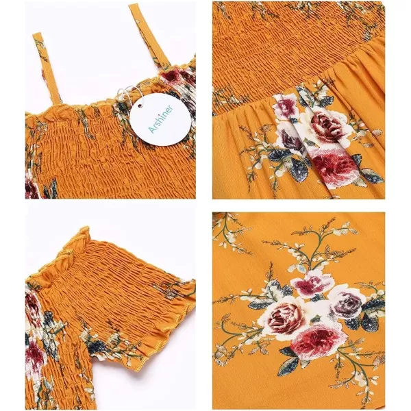 Arshiner Girls Casual Summer Floral Sleeveless Sundress Holiday Cami Dress