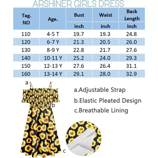 Arshiner Girls Casual Summer Floral Sleeveless Sundress Holiday Cami Dress